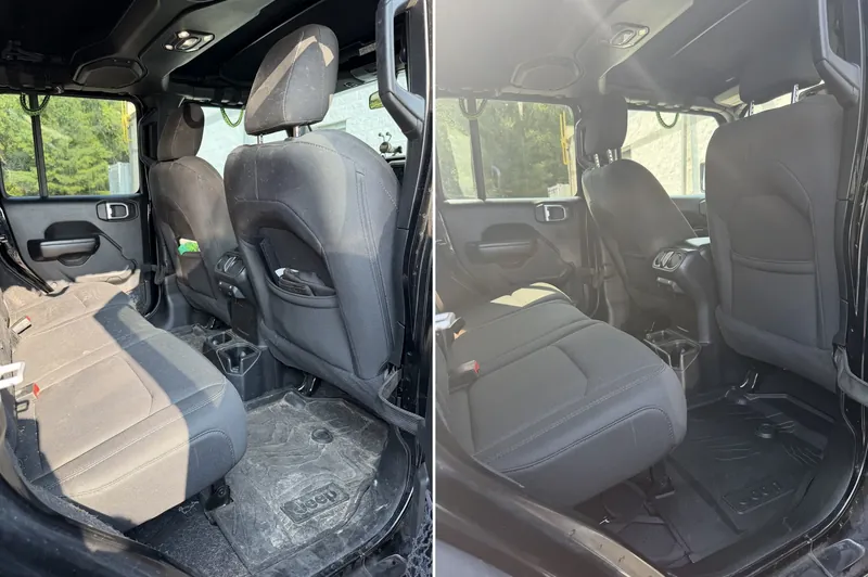 Jeep Wrangler rear seats, before and after